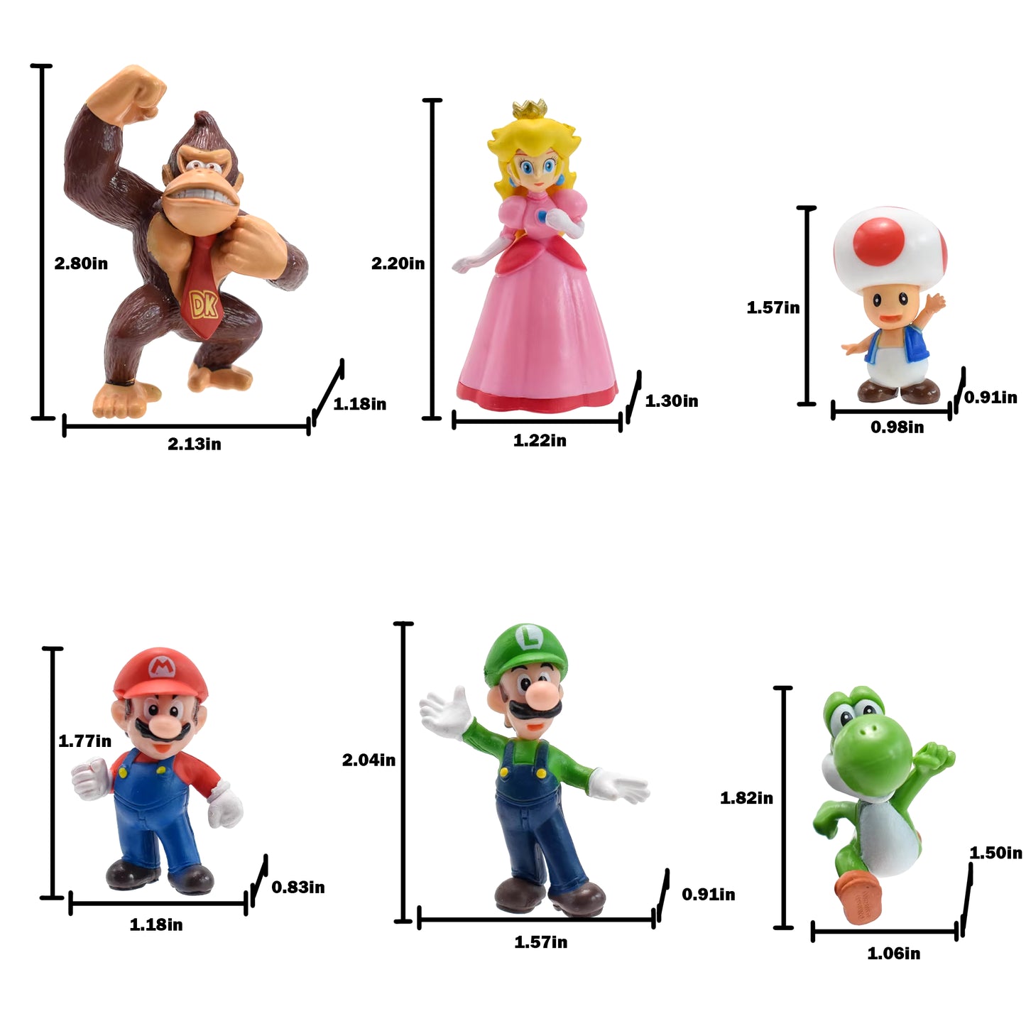 6Pcs/Set Super Mario Figure Bowser Princess Luigi Cartoon Game All Star Collection Kawaii Model Doll Toy for Kids Gift